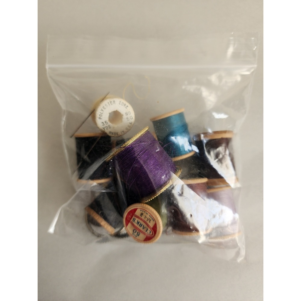 Vintage Wooden Thread Spools Lot Clark's ONT J&P Coats Mercerized Cotton Mixed